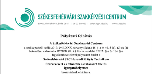 Felhívás pályázatra